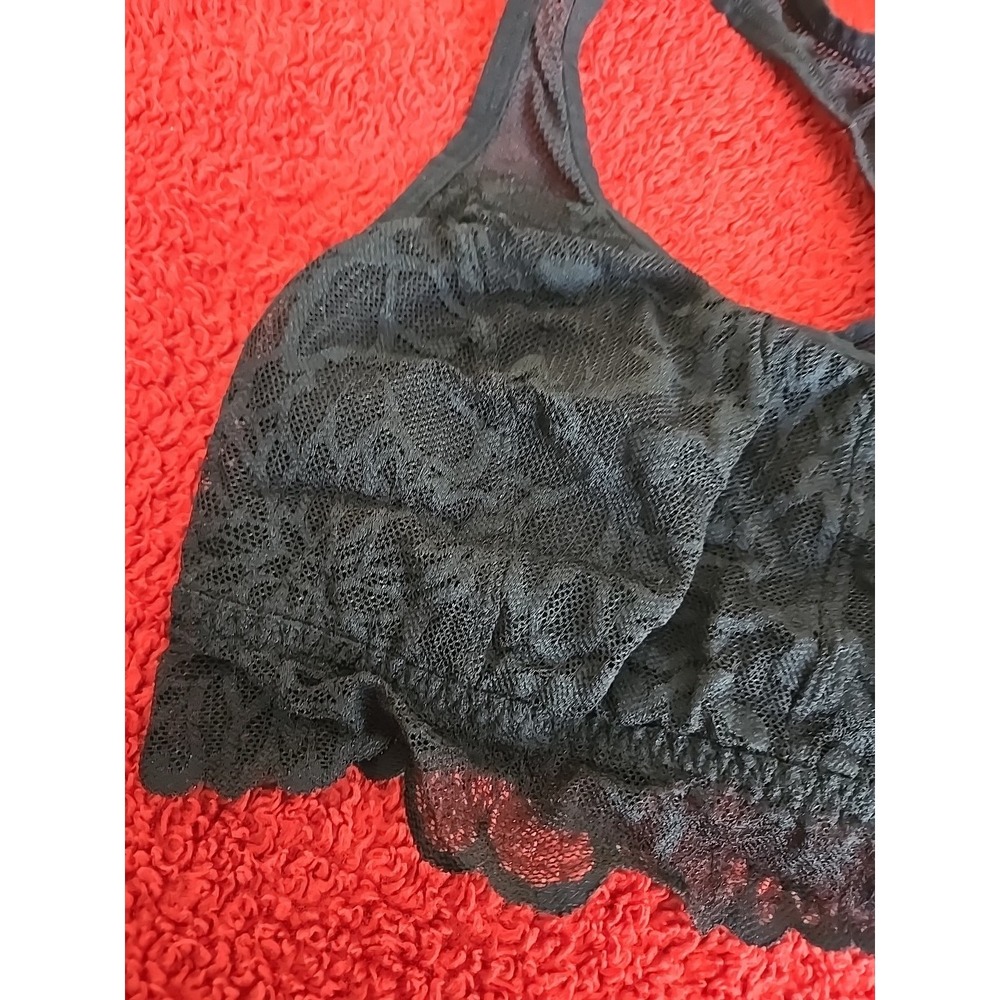 Victoria Secret Pink Bralette Med Black lace Racerback - Picture 7 of 9